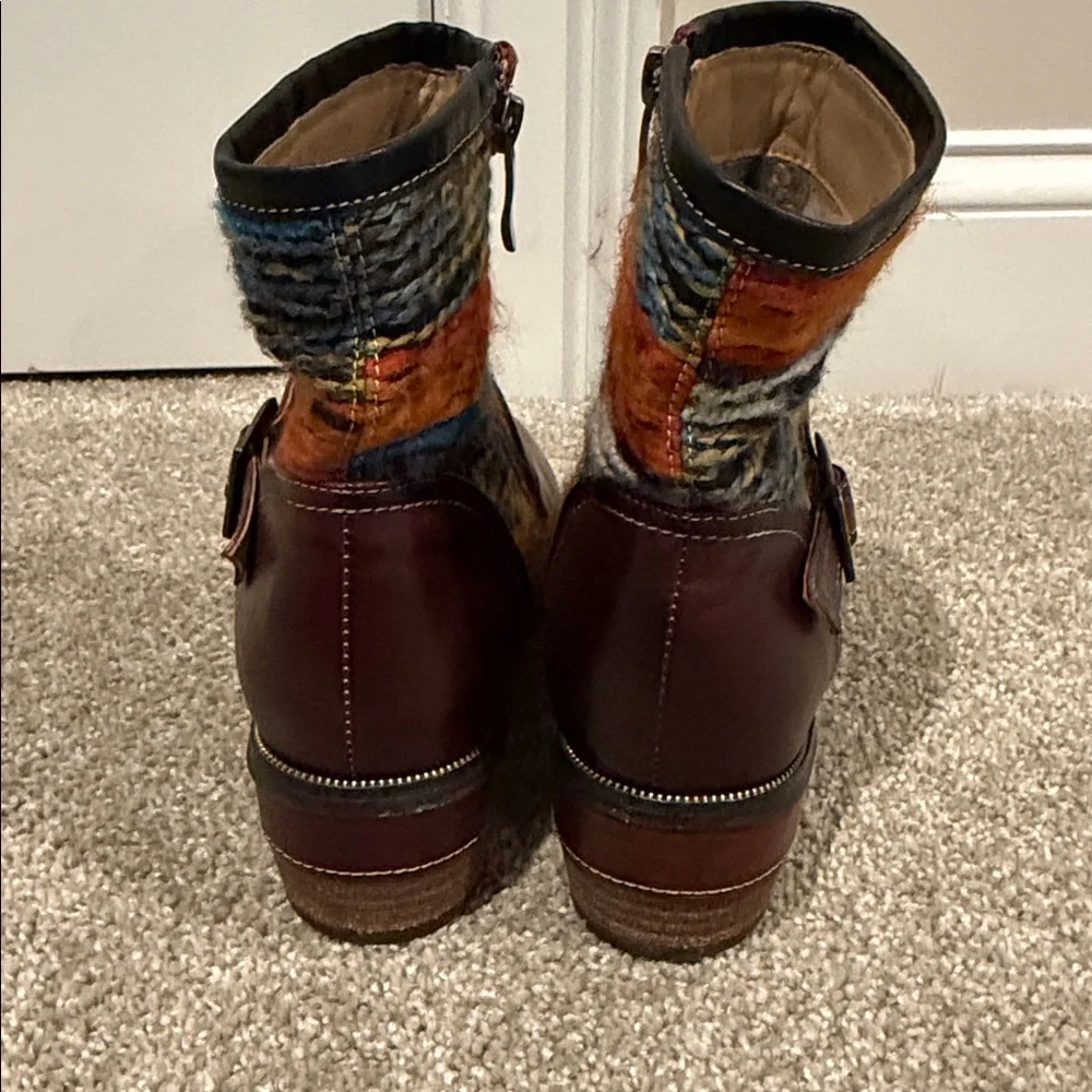 L’Artiste Tapestry Leather Boots Sz 39 - Picture 7 of 9